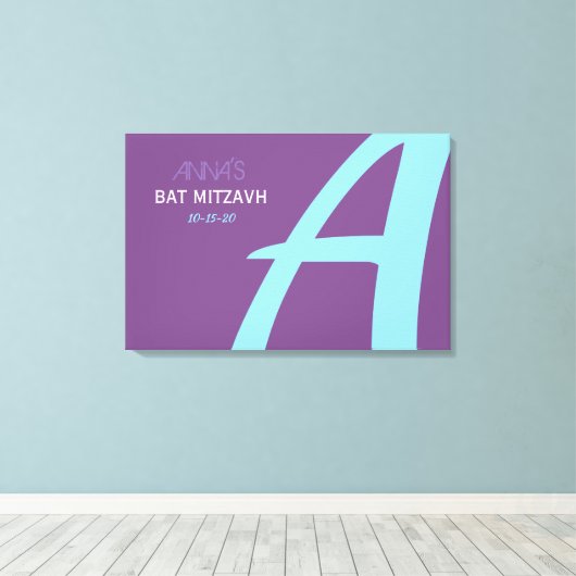 Een INITIALEN Bar Bat Mitzvah Inlogbord Canvas Afdruk (Insitu (Houten vloer))