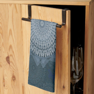 Een initiëring van de massablauwe cirkel theedoek