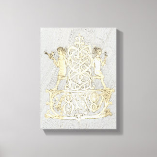 Een inktlijntekening met twee figuren canvas afdruk