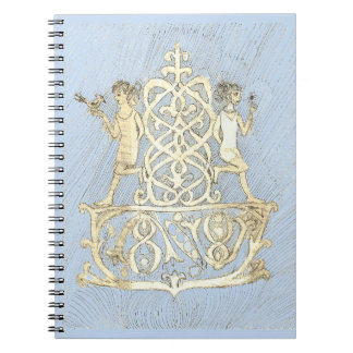 Een inktlijntekening met twee figuren notitieboek