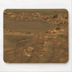 Een inslagkrater in de regio Meridian Planum Muismat