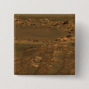 Een inslagkrater in de regio Meridian Planum Vierkante Button 5,1 Cm