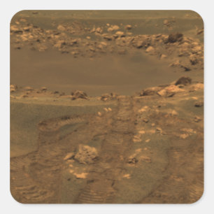 Een inslagkrater in de regio Meridian Planum Vierkante Sticker