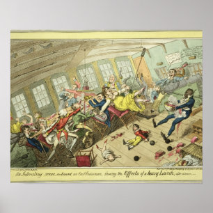 Een interessante scène aan boord van een Oost-Indi Poster