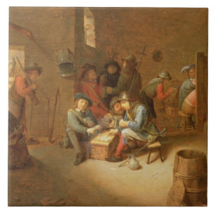 Een interieur van de Guarcomkamer met soldaten die Tegeltje