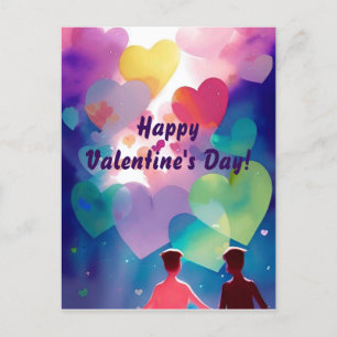 Een interraciaal paar uit liefde voor harten briefkaart