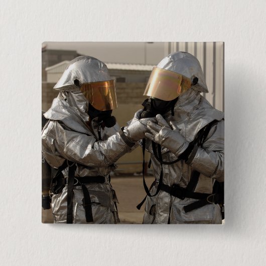 Een Iraakse brandweerman Vierkante Button 5,1 Cm (Voorkant)
