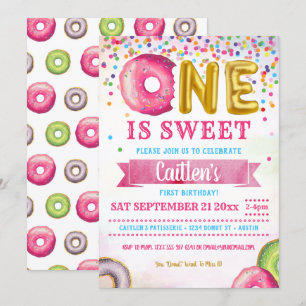 Een is de zoete Donut First Birthday Confetti Kaart
