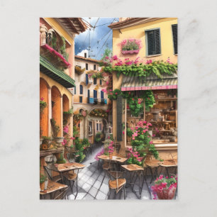 Een Italiaanse Straat Scène Ephemera Ontwerp Serie Briefkaart