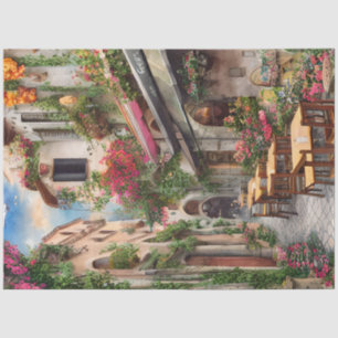 Een Italiaanse Straat Scène Ephemera Ontwerp Serie Tissuepapier