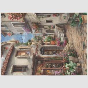 Een Italiaanse Straat Scène Ephemera Ontwerp Serie Tissuepapier