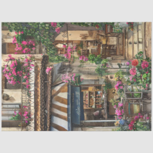 Een Italiaanse Straat Scène Ephemera Ontwerp Serie Tissuepapier