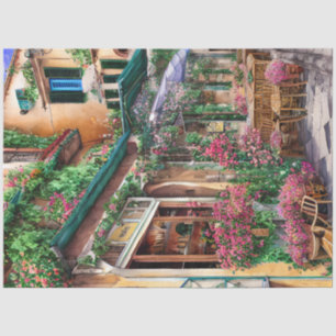 Een Italiaanse Straat Scène Ephemera Ontwerp Serie Tissuepapier