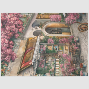 Een Italiaanse Straat Scène Ephemera Ontwerp Serie Tissuepapier