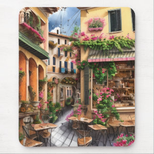 Een Italiaanse Straatscène Ephemera Ontwerp Serie Muismat