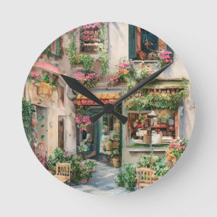 Een Italiaanse Straatscène Ephemera Ontwerp Serie Ronde Klok