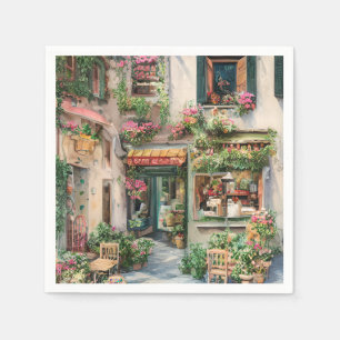Een Italiaanse Straatscène Ephemera Ontwerp Serie Servet