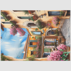 Een Italiaanse Straatscène Ephemera Ontwerp Serie Tissuepapier