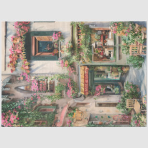 Een Italiaanse Straatscène Ephemera Ontwerp Serie Tissuepapier