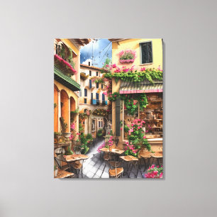 Een Italiaanse Street Scene Ephemera Design Series Canvas Afdruk