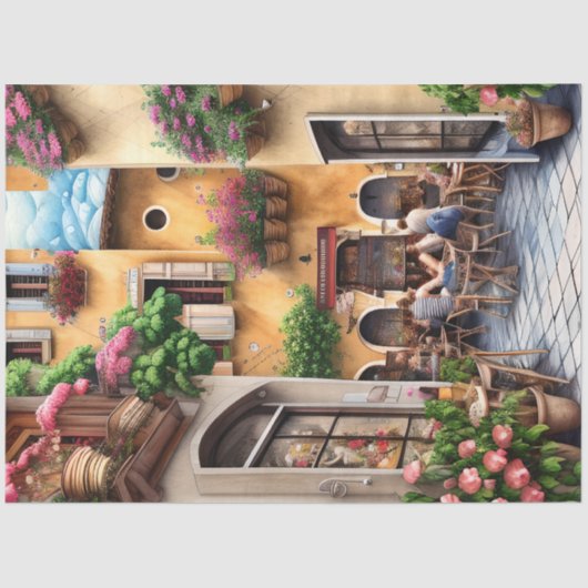 Een Italiaanse Street Scene Ephemera Design Series Tissuepapier (Voorkant)