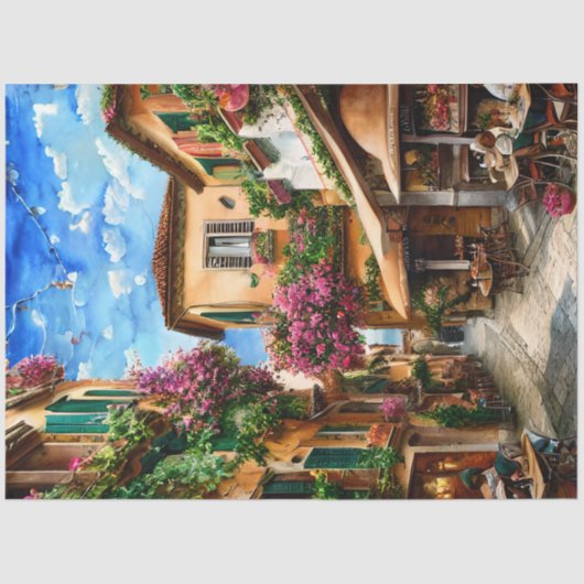 Een Italiaanse Street Scene Ephemera Design Series Tissuepapier (Voorkant)