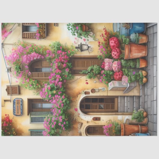 Een Italiaanse Street Scene Ephemera Design Series Tissuepapier (Voorkant)