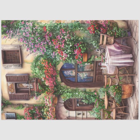 Een Italiaanse Street Scene Ephemera Design Series Tissuepapier (Voorkant)