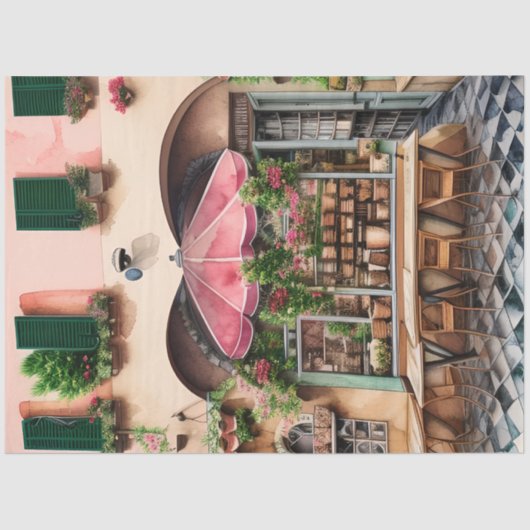 Een Italiaanse Street Scene Ephemera Design Series Tissuepapier (Voorkant)