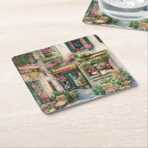 Een Italiaanse Street Scene Ephemera Design Series Vierkante Kartonnen Onderzetter