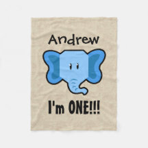 Eén jaar 1e verjaardag Cute Elephant Face A18