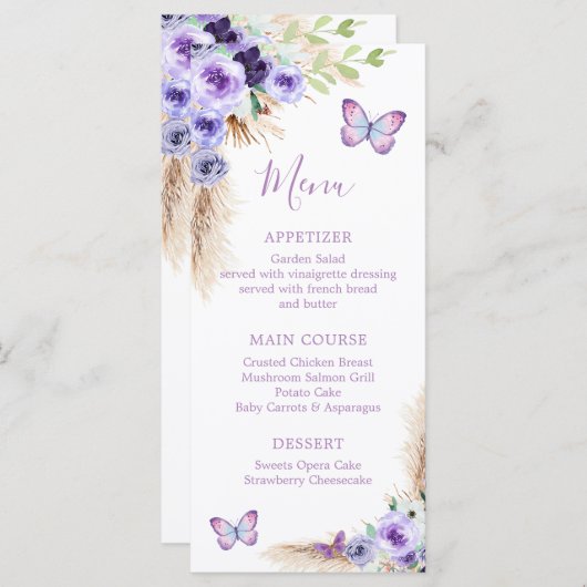 Een jaar Fluttered Butterfly Eerste Verjaardag Blo Menu (Voorkant / Achterkant)