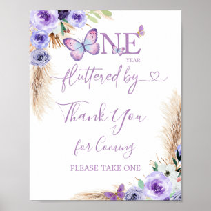 Een jaar Fluttered Butterfly Verjaardag Bedankt Poster