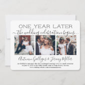 Eén jaar jubileum receptie 4 foto bruiloft kaart (Voorkant)