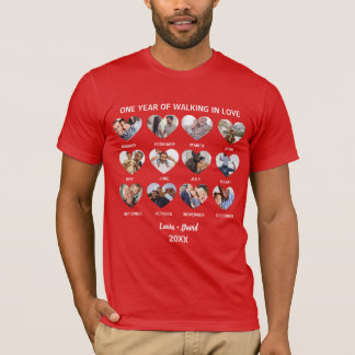 Een jaar lang wandelen in liefde 12 foto collage m t-shirt