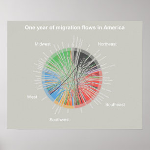 Een jaar migratiestromen in Amerika Poster