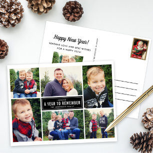 Een jaar om de Happy New Year Photo Collage te ont Feestdagenkaart