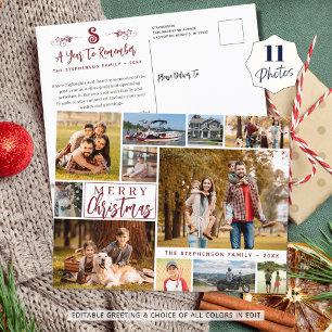 Een jaar om MERRY CHRISTMAS 11 foto te onthouden Feestdagenkaart