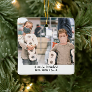 Een jaar om te onthouden - grappige kerstfoto van keramisch ornament