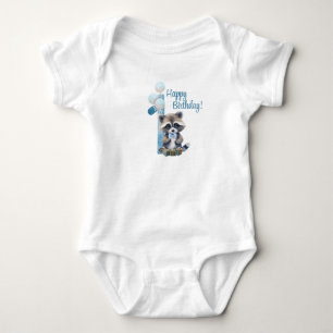 "Eén jaar oud" - Blauwe Eerste Verjaardag Onesie v Romper