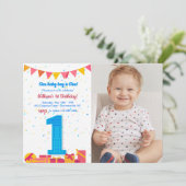 Een jaar oud verjaardagsfeestje kaart (Staand voorkant)