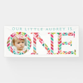 Een jaar oude foto 1e verjaardagsfeestbanner spandoek