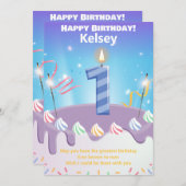 een jaar oude Happy Birthday-kaart gepersonaliseer (Voorkant / Achterkant)