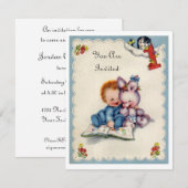  één jaar oude uitnodiging voor jongen (Voorkant / Achterkant)