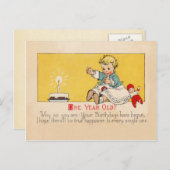 Een jaar oude verjaardag briefkaart (Voorkant / Achterkant)