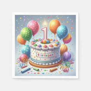 Een jaar oude verjaardag servet