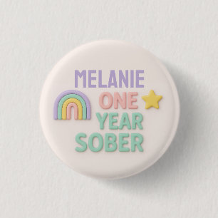 Een jaar Sober nuchterheid geschenk LGBT gepersona Ronde Button 3,2 Cm