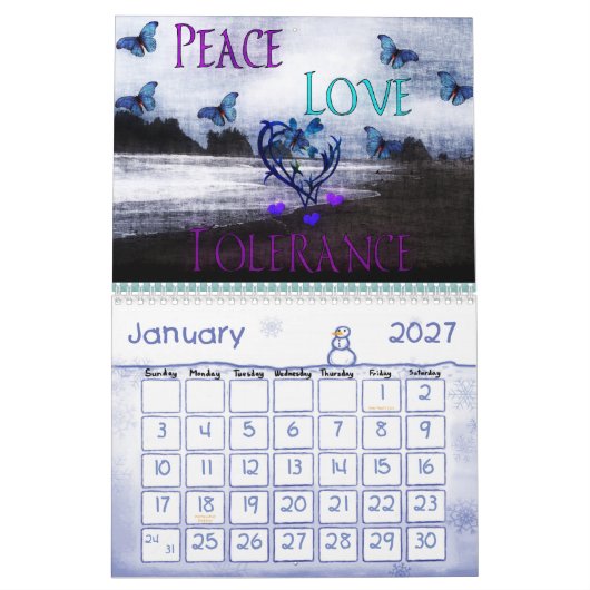 Een jaar van vrede kalender (Jan 2027)
