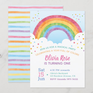 Een jaar vol kleuren   Regenboog eerste verjaardag Kaart