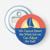 Een jacht met zonneschijn button flesopener (Voorkant)